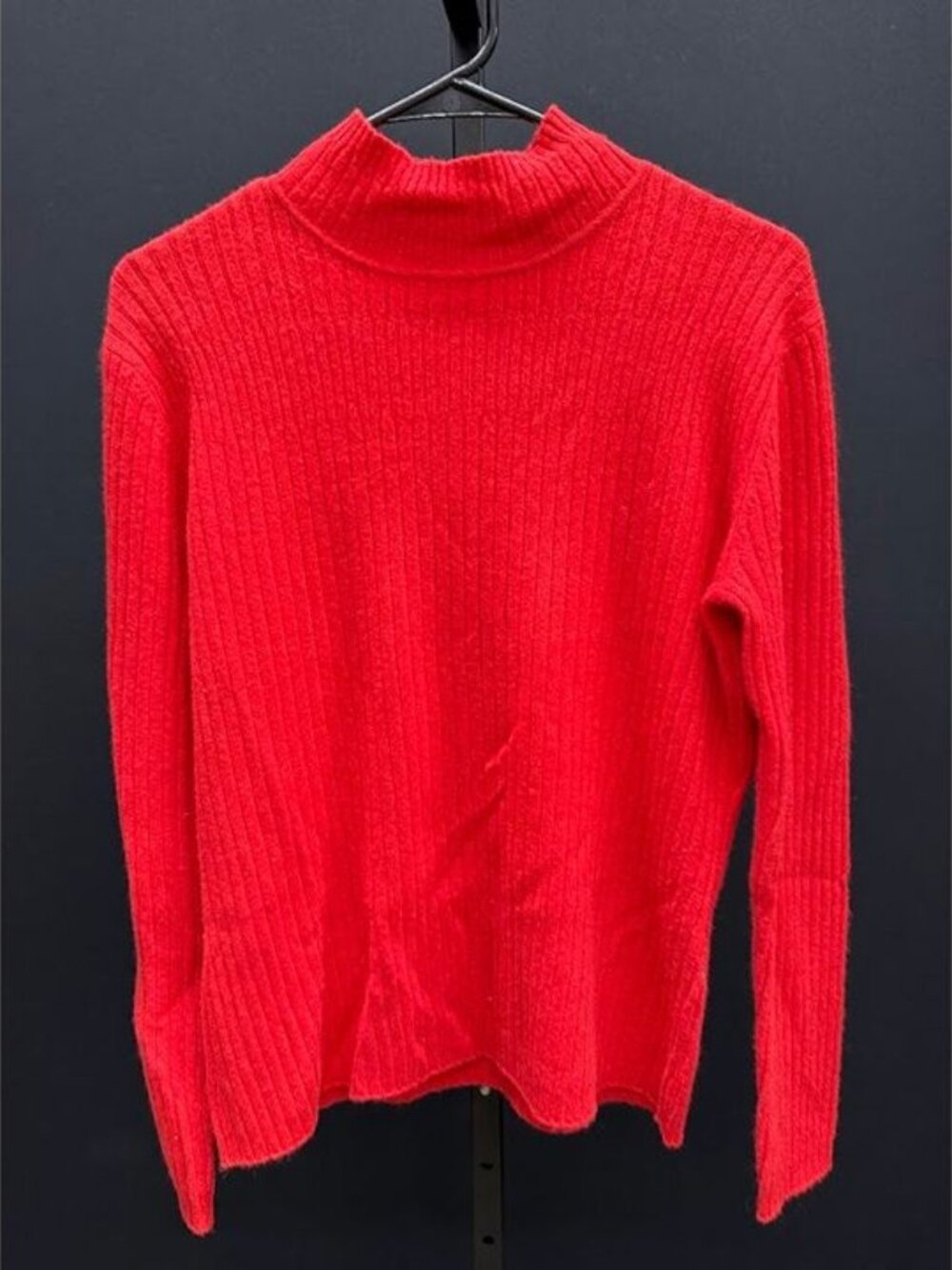 Madison Studio Red Ribbed Mock Neck Cashmere Sweater